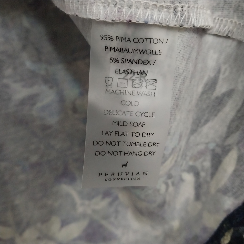 Peruvian Connection Blue Floral Long Sleeve Tee - Picture 9 of 9